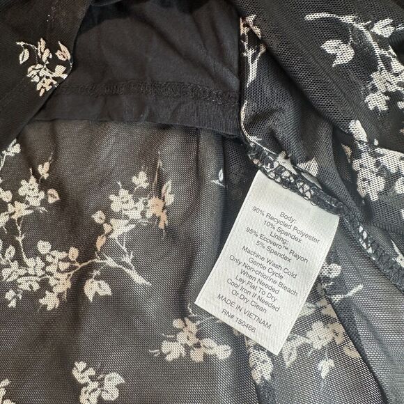 41 Hawthorn 2X Black Floral Sophia Fitted Mesh Midi Dress Ruched Date Night Chic - Picture 9 of 12